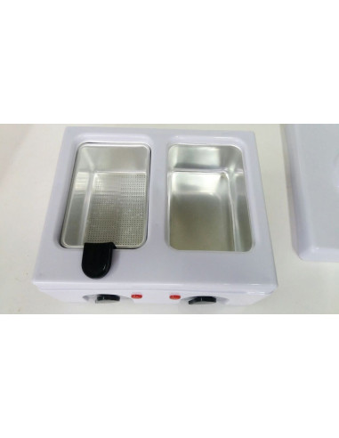 Decantor de ceară mini cu sită inox – topire igienică și control termic pentru saloane