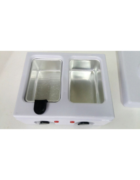 Decantor de ceară mini cu sită inox – topire igienică și control termic pentru saloane