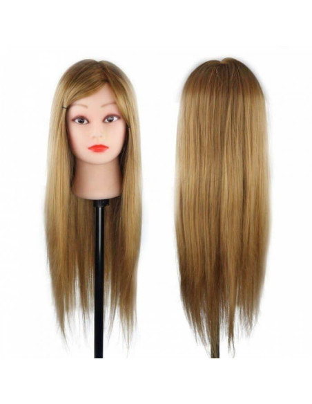 Cap practică blond sintetic 60 cm cu suport pentru tuns și coafat