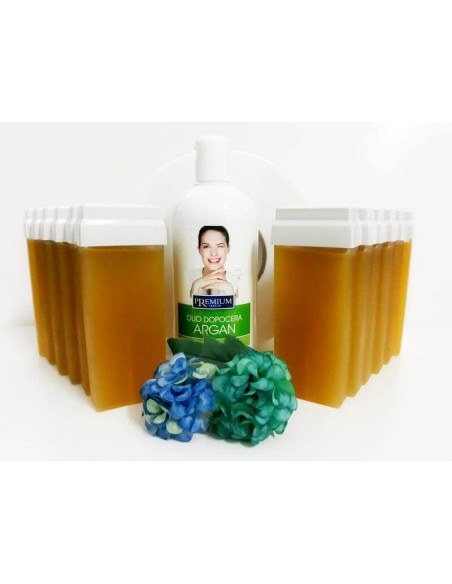 Set 12 Cartușe Ceară cu Miere + Ulei și Hârtie – Epilare Naturală și Eficientă