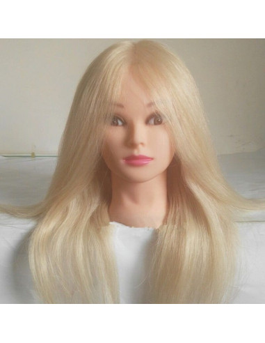Cap practică blond sintetic 60 cm cu suport pentru tuns și coafat