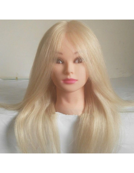 Cap practică blond sintetic 60 cm cu suport pentru tuns și coafat
