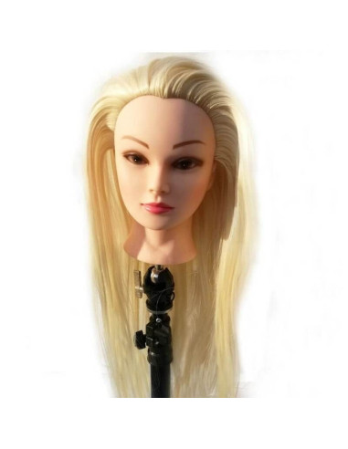Cap practică blond sintetic 60 cm cu suport pentru tuns și coafat