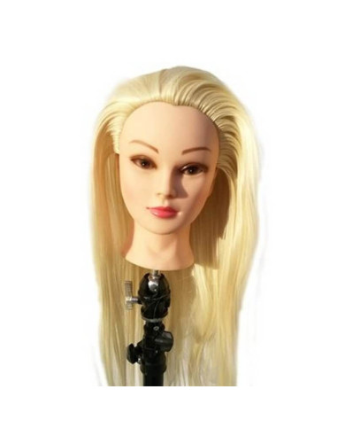 Cap practică blond sintetic 60 cm cu suport pentru tuns și coafat