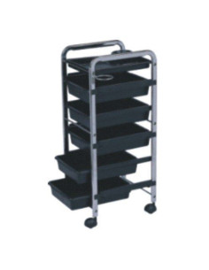 Ucenic Bronix – mobilier negru cu 5 sertare, cadru metalic și suport lateral