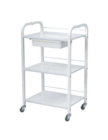 Ucenic Salon Cosmetica Sanity Alb cu 3 Sertare din Plastic și Cadru Metalic