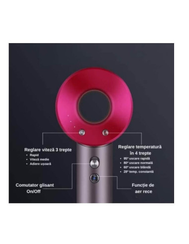 Uscător de păr profesional ionic 1600W – aer cald și rece, 5 difuzoare