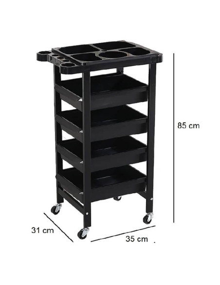 Ucenic salon negru cu 4 sertare și suport lateral – mobil, profesional