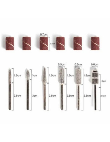 Set 6 freze diamantate manichiură – compatibile cu orice freză electrică, cu 6 inele incluse