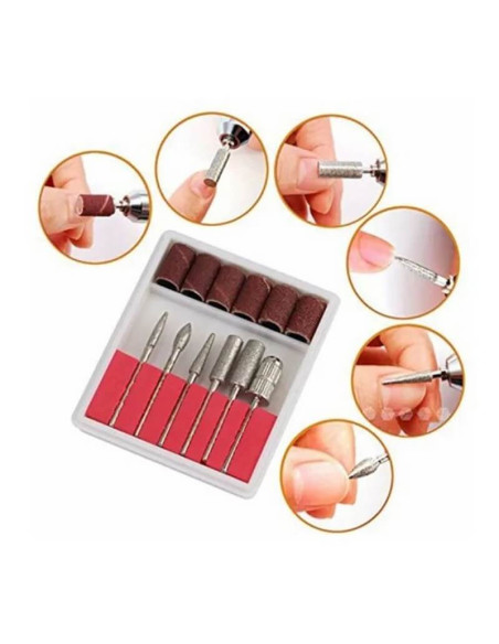 Set 6 freze diamantate manichiură – compatibile cu orice freză electrică, cu 6 inele incluse