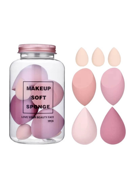 Set 7 bureței pentru machiaj – blending uniform, hipoalergenici, lavabili, ideali pentru fond de ten