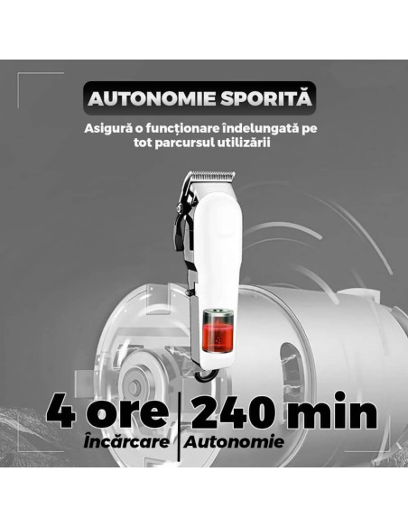Trimmer profesional Total Pro Beauty alb – afisaj digital, piepteni incluși, lame ascuțite