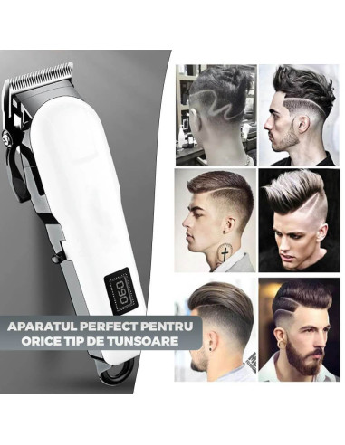 Trimmer profesional Total Pro Beauty alb – afisaj digital, piepteni incluși, lame ascuțite