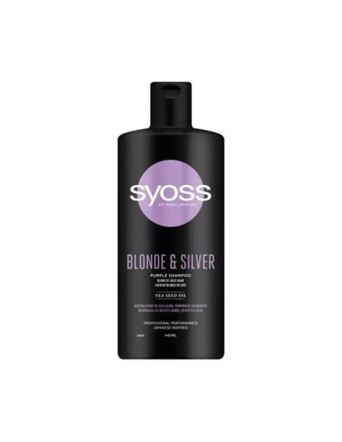 Șampon Syoss Silver 440ml – neutralizează tonurile galbene, pentru păr blond și grizonat