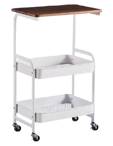 Raft metalic tip măsuță 43×30×77 cm cu blat MDF și 4 roți