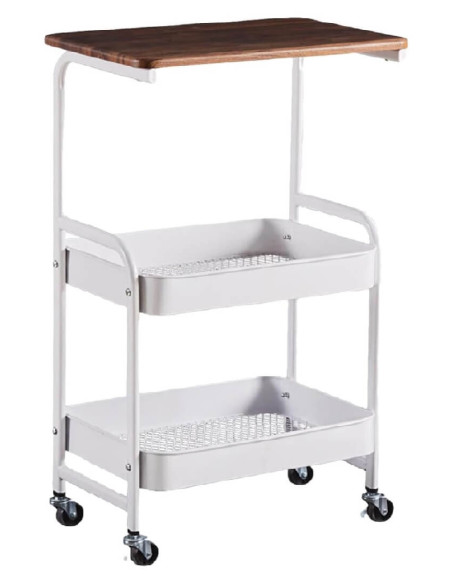 Raft metalic tip măsuță 43×30×77 cm cu blat MDF și 4 roți