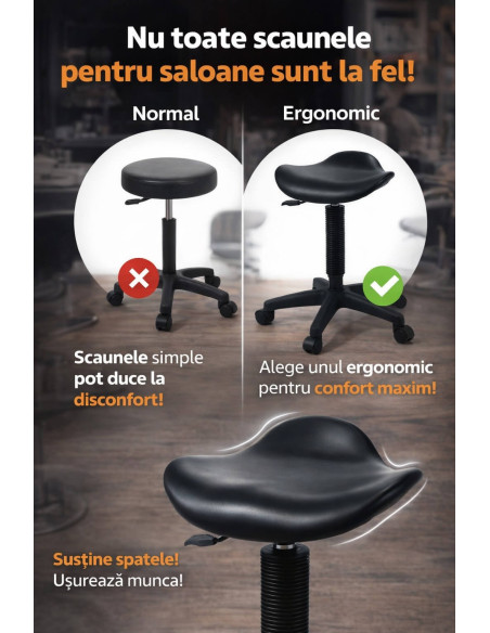 Scaun ucenic profesional pentru Coafura si Cosmetica, negru