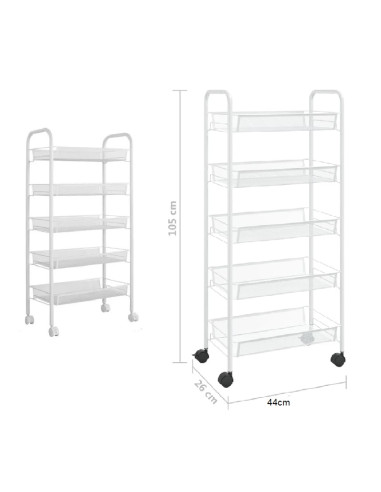 Etajeră metalică profesională cu 5 rafturi, 105 cm, design compact.