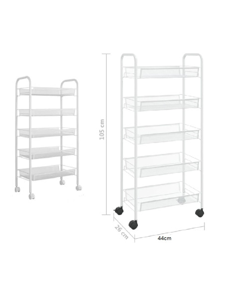 Etajeră metalică profesională cu 5 rafturi, 105 cm, design compact.