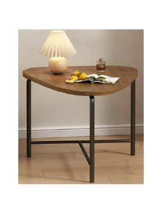 Măsuță de cafea triunghiulară cu blat MDF și ramă metalică, 52 cm