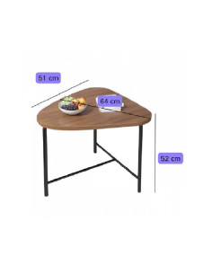 Măsuță de cafea triunghiulară cu blat MDF și ramă metalică, 52 cm 2