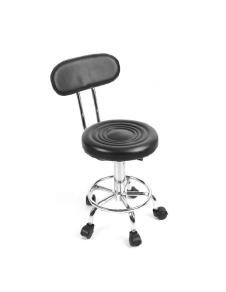 Scaun cosmetică Basic cu spătar și reglaj hidraulic, alb/negru