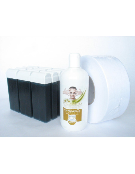 Set 12 Cartușe Ceară cu Azulena + Ulei și Hârtie – Calmarea Pielii Sensibile