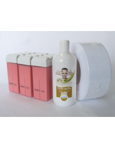 Set 12 Rezerve Ceară Roz cu Ulei Post-Epilare și Hârtie – Piele Fină