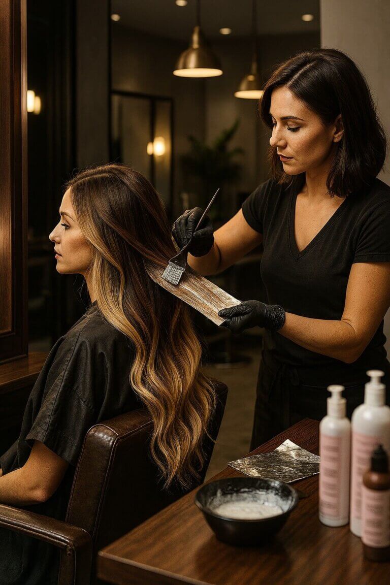 Balayage în acțiune: eleganța tehnicii într-un salon premium